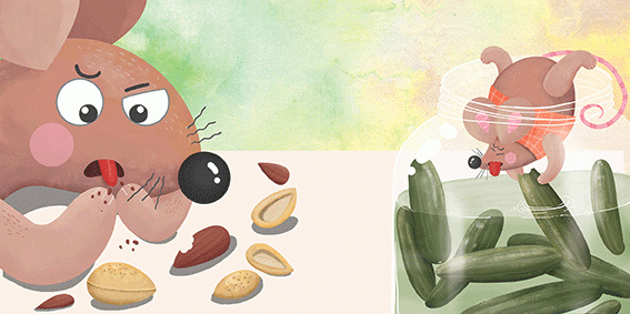 Illustration for the cover of a children's poetry book titled "Akhoo pakhoo"
